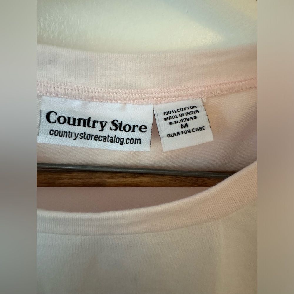 Country Store Women’s Crew Neck Sweatshirt Light Pink & White Lace Detail Cotton - Picture 7 of 9
